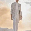 Nude Cream Open Sherwani Set