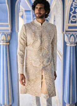 Nude Cream Sherwani Set