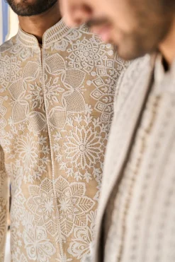 Nude Cream Sherwani Set
