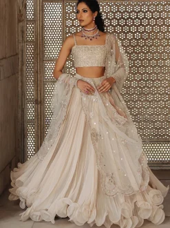 Nude Ethereal Swirly Lehenga Set
