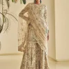 Nude Floral Sharara Set