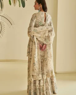 Nude Floral Sharara Set