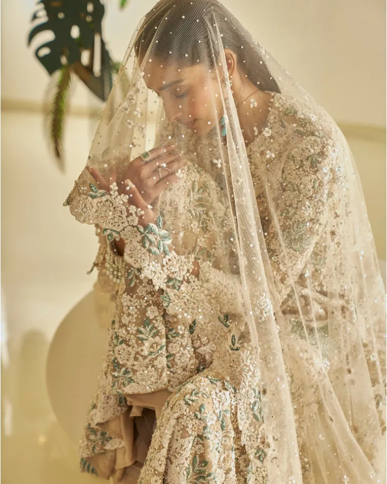 Nude Floral Sharara Set