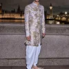 Nude Floral Sherwani Set