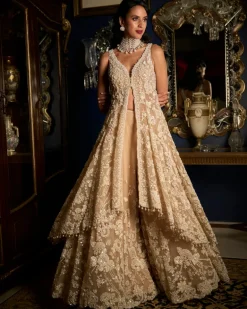 Nude High-Low Sharara Set