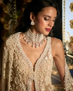 Nude High-Low Sharara Set