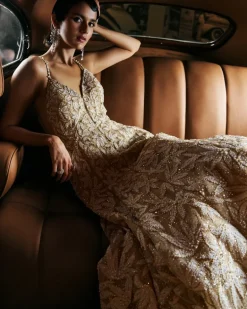 Nude Leaf Gown