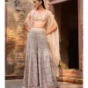 Nude Peach Raw Silk High Waist Sharara And Cape Set