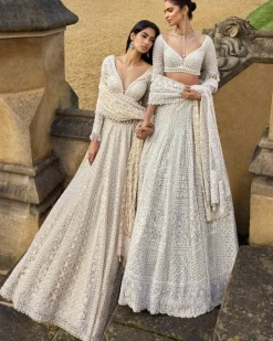 Nude Pearl With Exaggerated Tassels Lehenga Set