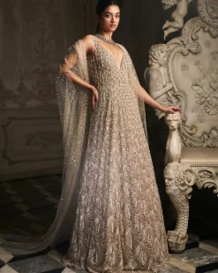 Nude Scalloped Gown