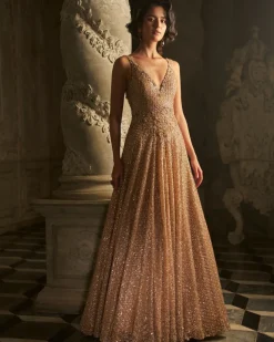 Nude Sequin Gown