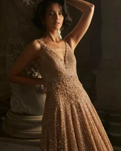 Nude Sequin Gown
