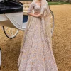 Nude Silver Embroidered Lehenga Set