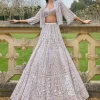 Nude Silver Jacket Lehenga Set