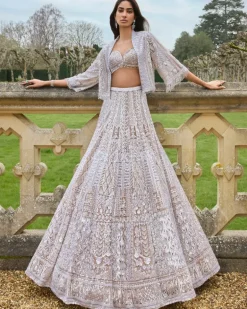 Nude Silver Jacket Lehenga Set