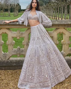 Nude Silver Jacket Lehenga Set