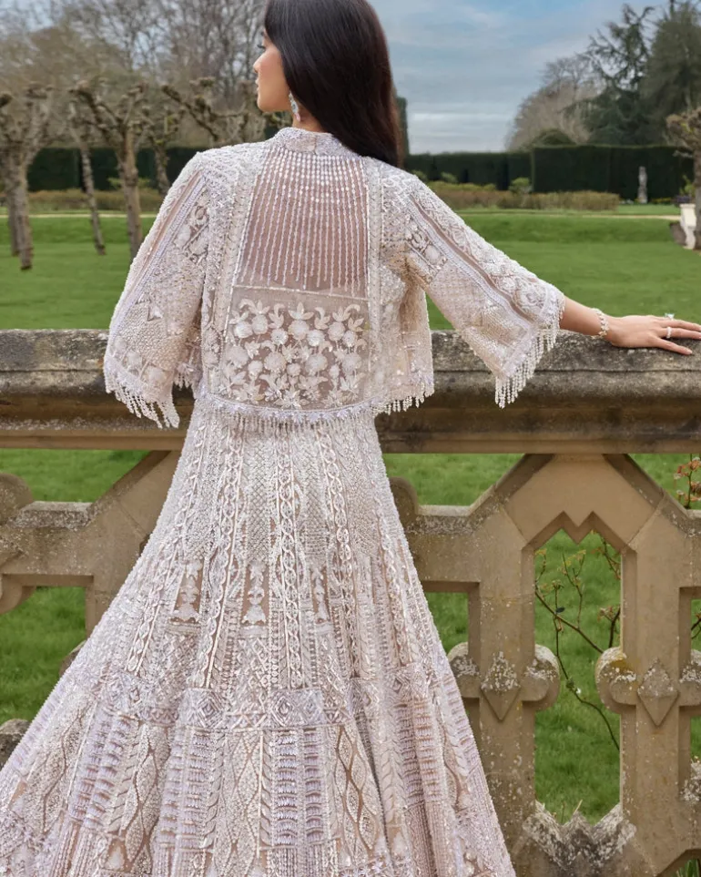 Nude Silver Jacket Lehenga Set