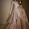 Nude Silver Jacket Sharara Set