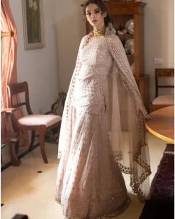 Nude Thread work Kurti And Sharara Set