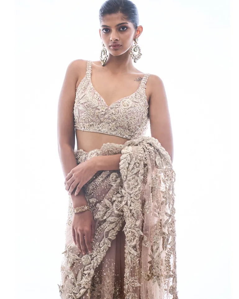 Nude Three-Dimensional Sari