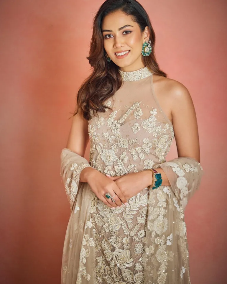 Nude Three-Dimensional Sharara Set