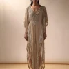 Nude Tulle Embellished Kaftan