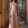 Nude-Pink Sleek And Fluid Gown