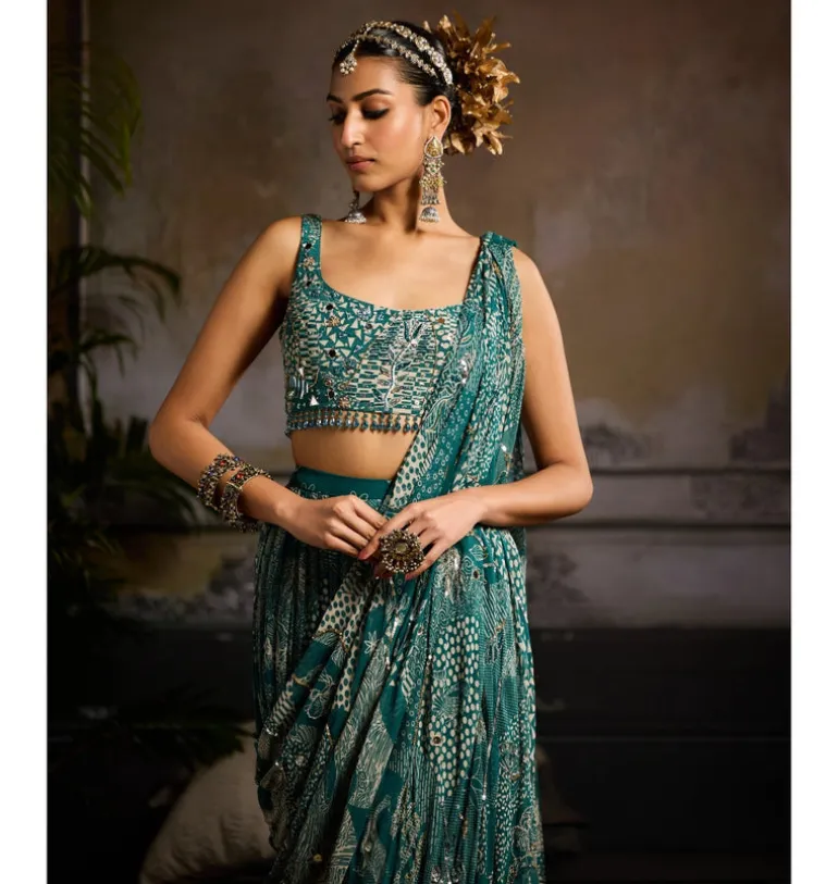 Ocean Breeze Skirt Sari Set
