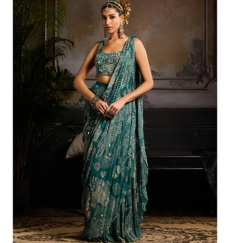 Ocean Breeze Skirt Sari Set