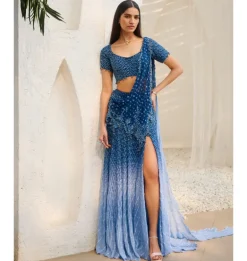 Ocean Whisper Drape Sari Set
