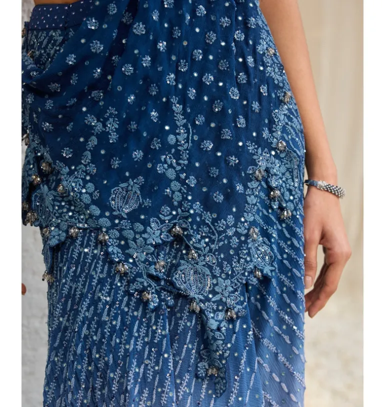 Ocean Whisper Drape Sari Set