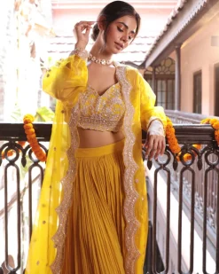 Ochre Yellow Jacket Palazzo Set
