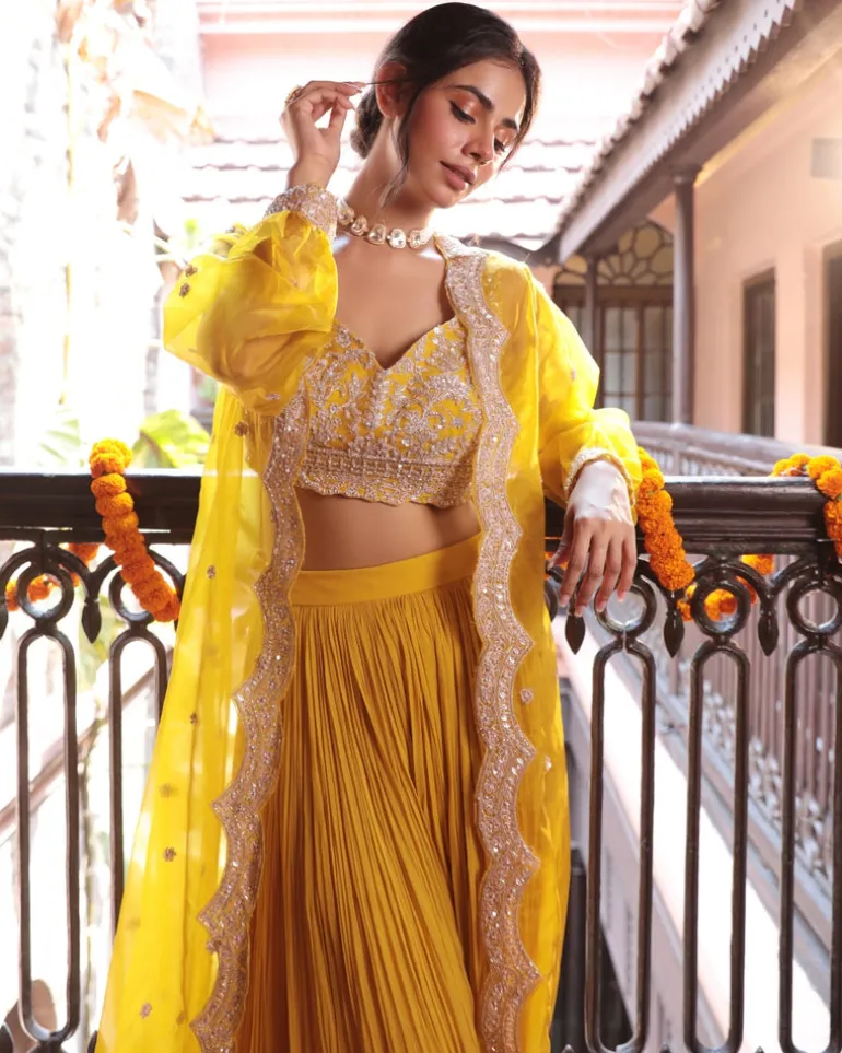 Ochre Yellow Jacket Palazzo Set