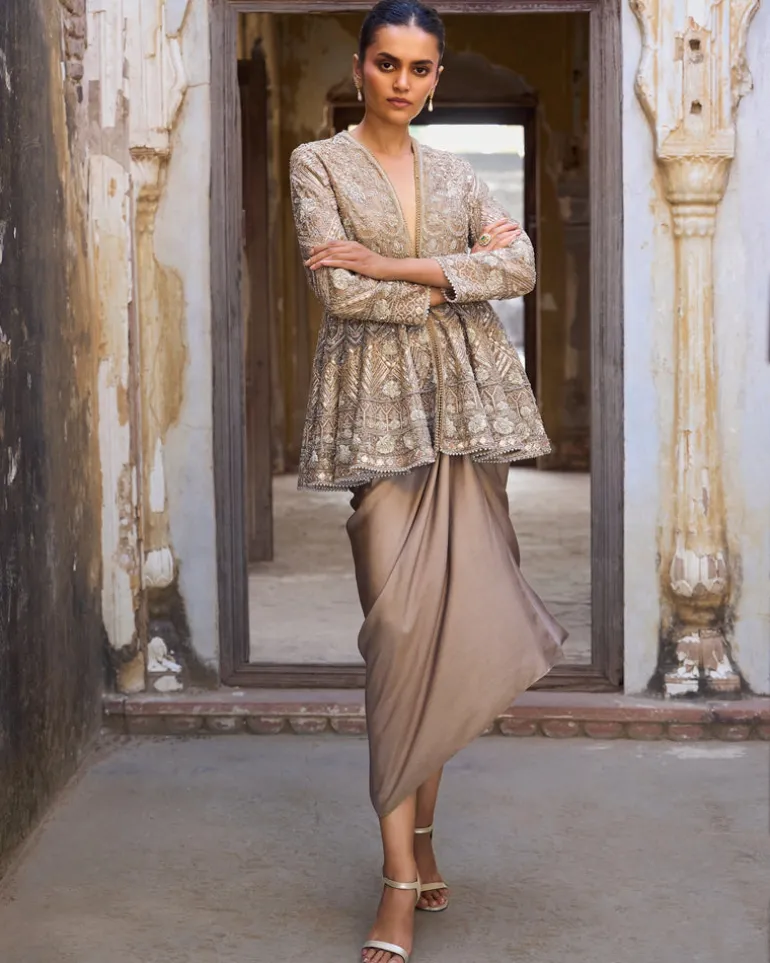 Odessa Noir Wrap Skirt Set