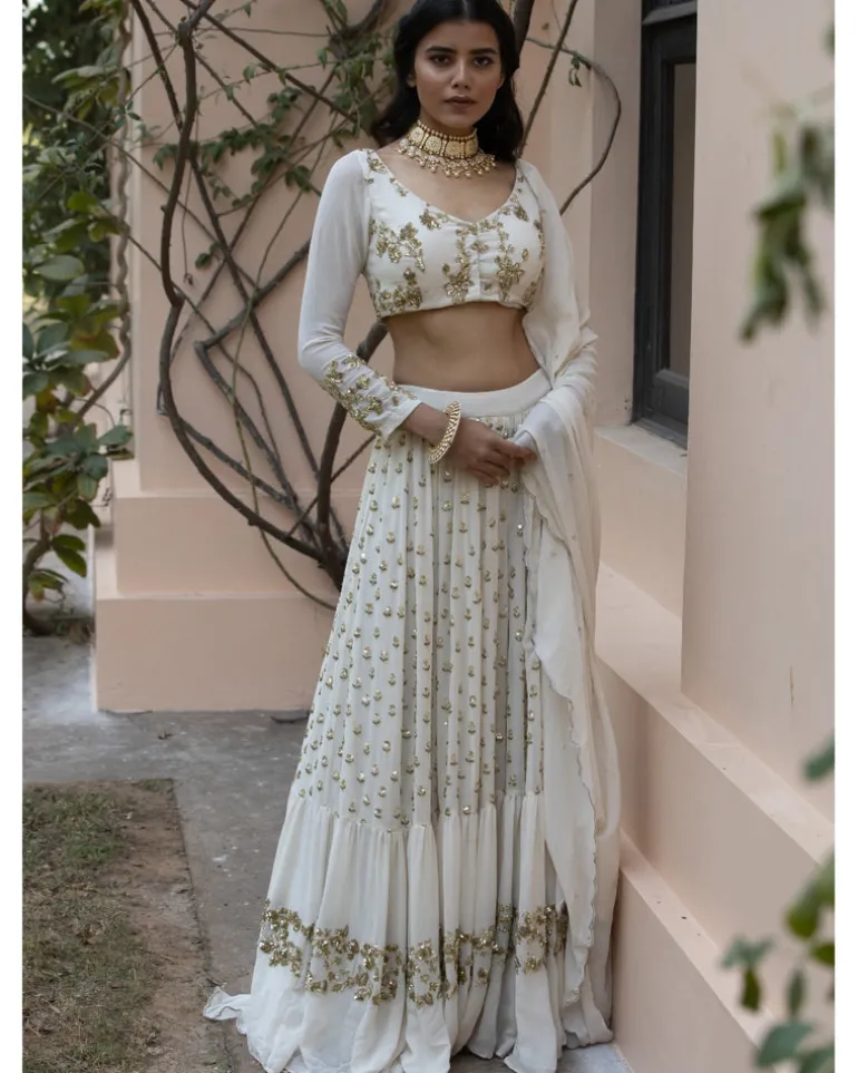 Off White Boot Lehenga Set