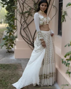 Off White Boot Lehenga Set