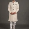 Off White Chanderi Silk Fully Embroidered Achkan Set
