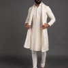 Off White Churidaar With Kurta Set with Stole