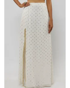 Off White Embroidered Choli With Slit Skirt Set