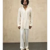 Off- White Front Luppi Button Kurta Set
