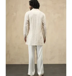 Off- White Front Luppi Button Kurta Set