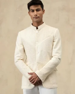 Off White Inara Bandhgala Set