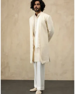 Off White Inara Jaal Luppi Button Kurta Set