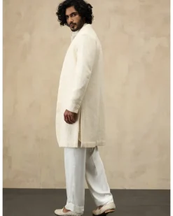Off White Inara Jaal Luppi Button Kurta Set