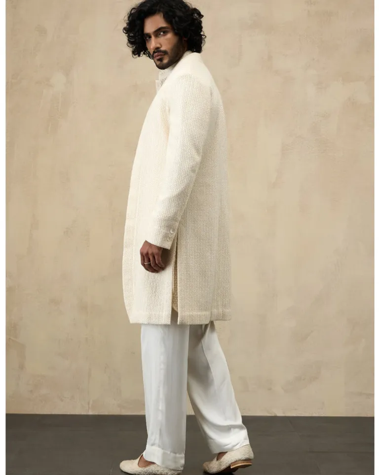 Off White Inara Jaal Luppi Button Kurta Set