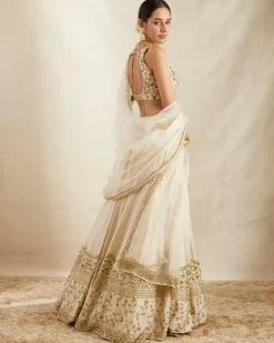 Off White With Gold Work Lehenga Set