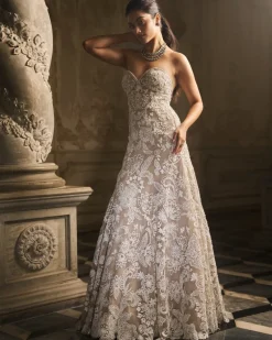 Off-Shoulder Nude Gown