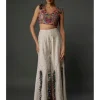 Off-White Embroidered Back Tie-Up Choli With Sharara Set