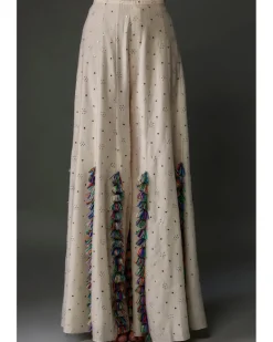 Off-White Embroidered Back Tie-Up Choli With Sharara Set