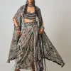 Off-White Printed & Hand Embroidered Dupatta Cape With Cowl Skirt Set